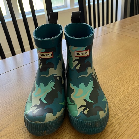 Hunter Other - HUNTER Kids Teal & Navy Camouflage Rain Boots